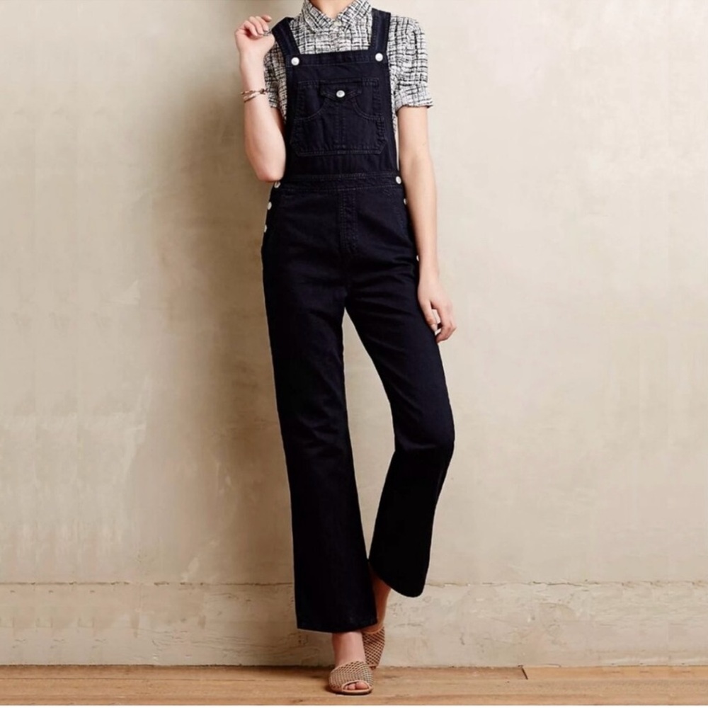 AG Adriano Goldschmied Black Tiny Corduroy Overalls